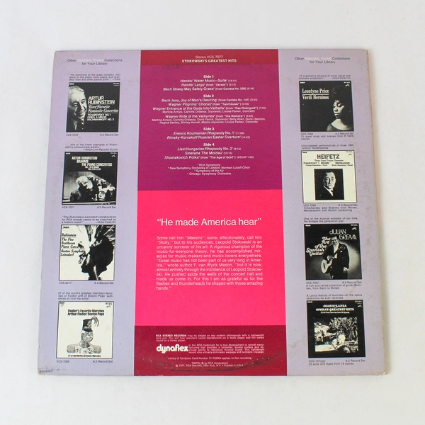Leopold Stokowski's Greatest Hits Vinyl Record RCA Victor Red Seal 1971