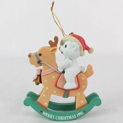 Vtg 1995 Lustre Fame Polar Bear & Reindeer Rocking Ornament Christmas Tree