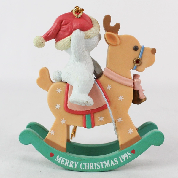 Vtg 1995 Lustre Fame Polar Bear & Reindeer Rocking Ornament Christmas Tree