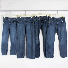 Lot of 4 Medium Wash Blue Denim Jeans Fabric Pieces for Crafts DIY