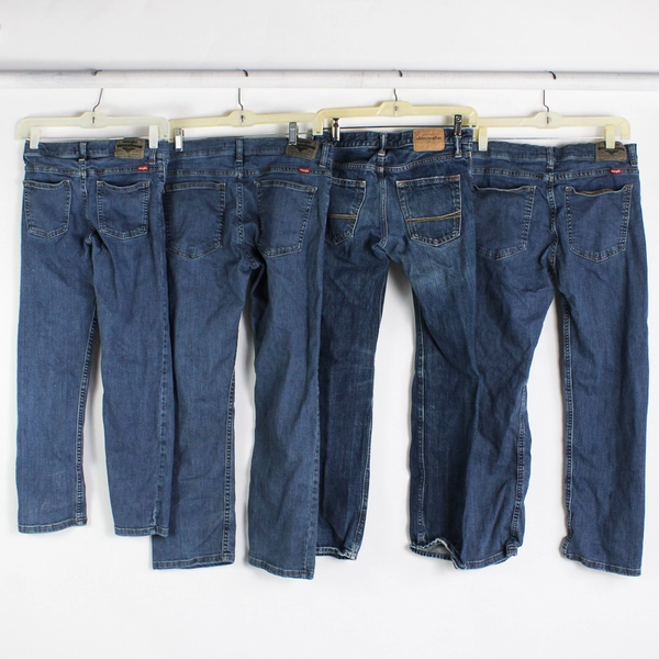 Lot of 4 Medium Wash Blue Denim Jeans Fabric Pieces for Crafts DIY