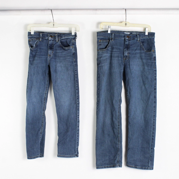 Lot of 4 Medium Wash Blue Denim Jeans Fabric Pieces for Crafts DIY