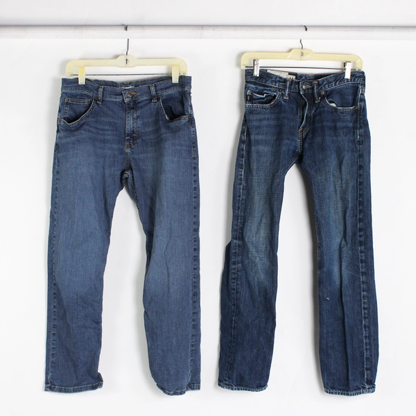 Lot of 4 Medium Wash Blue Denim Jeans Fabric Pieces for Crafts DIY