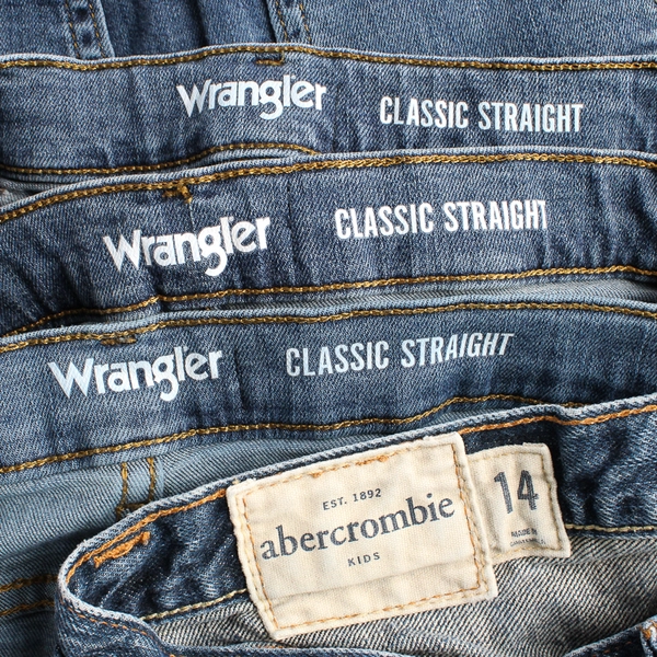 Lot of 4 Medium Wash Blue Denim Jeans Fabric Pieces for Crafts DIY