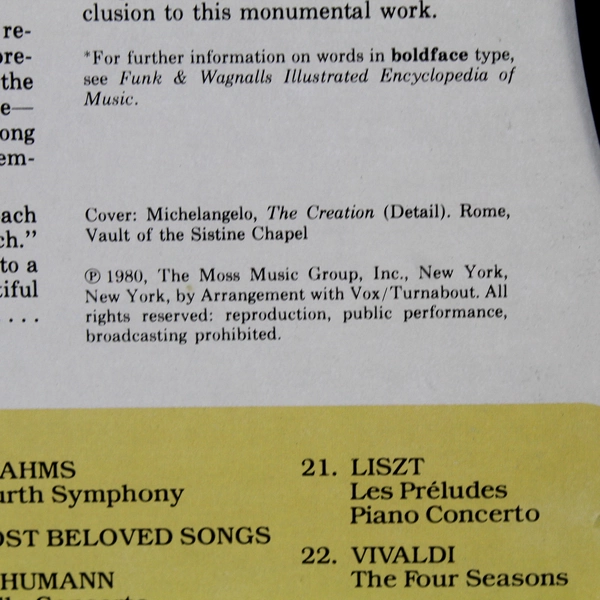 Bach St. Matthew Passion 1980 LP The Joy of Great Music FW-515 Vinyl Record