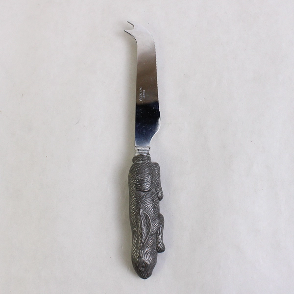 VTG Arthur Court Rabbit Bunnies 2 Prong Hollow Cheese Spreader Serrated Server