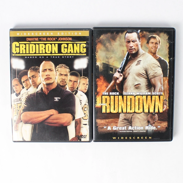Lot of 2 Dwayne The Rock Johnson DVDs The Rundown & Gridiron Gang PG-13