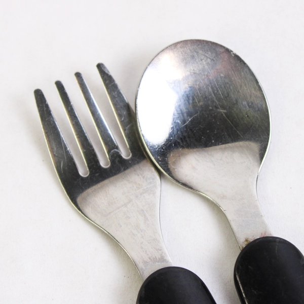 Disney Store Children's Fork and Spoon Mickey Mouse Shoe Stainless Steel