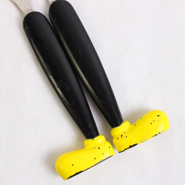 Disney Store Children's Fork and Spoon Mickey Mouse Shoe Stainless Steel