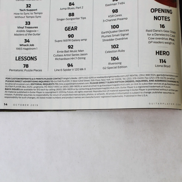 Guitar Player Magazine Oct 2019 - Slash, Billy Gibbons, Steve Miller, ZZ Top