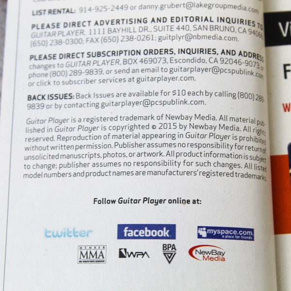 Guitar Player Magazine April 2015 Jeff Bridges Chris Pelonis