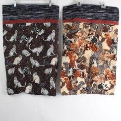 Set of 2 Matching Unbranded Pillow Cases Cat/Dog Rustic Cotton 29" x 18"
