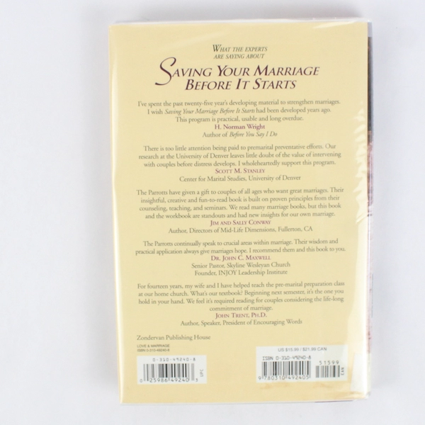 Saving Your Marriage Before It Starts Dr. Les Parrott III 1995 Paperback Book