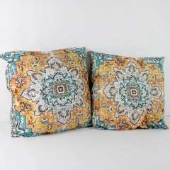 Set of 2 Boho Vintage Throw Pillow Cover Carpet 16" x 16" Short Plush Cotton