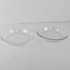 Lot of 2 Vintage Pyrex 209 Pie Plate Dishes Clear Glass 9in