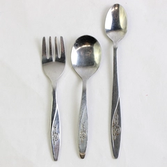 Vintage Set of 3 Children's Utensils The First Years Stainless Fork Spoon