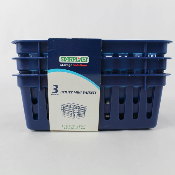 Starplast Dark Blue Mini Baskets Set of 3 - 5"x6.5"x2.5" - New Storage Solutions