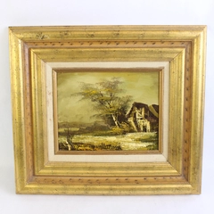 William Henry Harlock Oil On Wood Paint Signed Framed Landscape