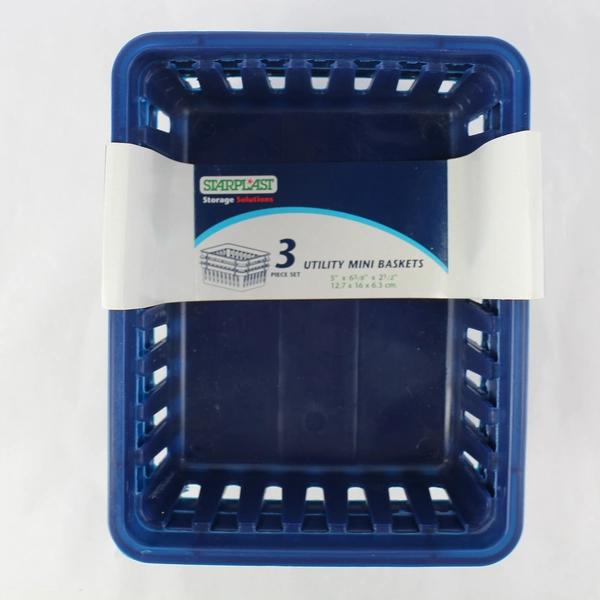 Starplast Dark Blue Mini Baskets Set of 3 - 5"x6.5"x2.5" - New Storage Solutions