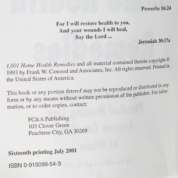 The Book Of 1001 Home Health Remedies 2001 Paperback