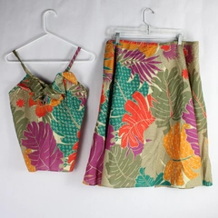Women's Tropical Floral Matching Ruffle Tank and Tie/Wrap Skirt Size 12 