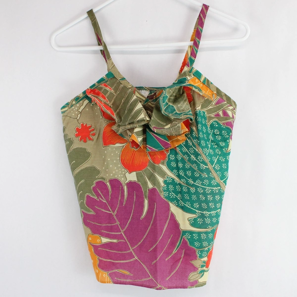 Women's Tropical Floral Matching Ruffle Tank and Tie/Wrap Skirt Size 12 