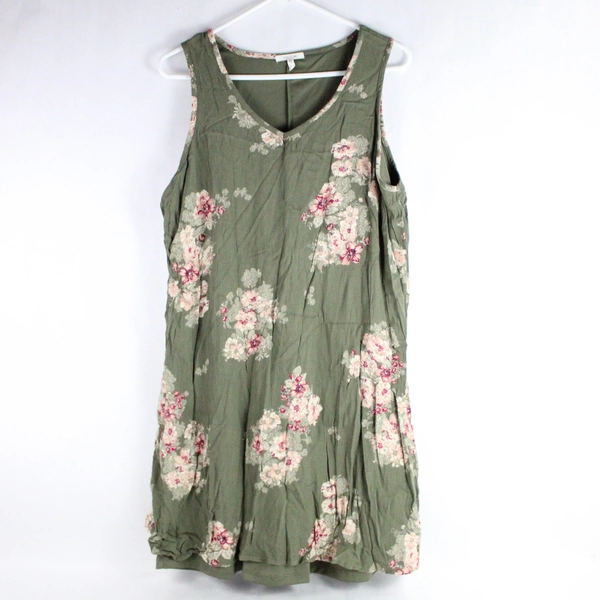 Maurices Women's Green Floral V-Neck Sleeveless Midi Dress Size 0 - Pre-Owned