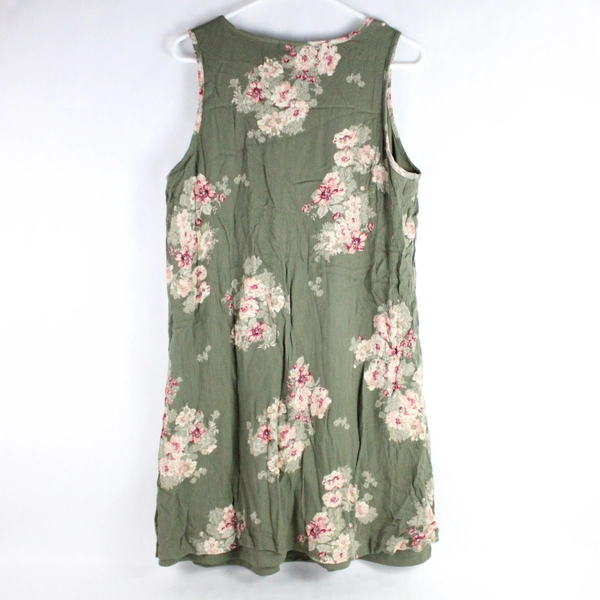 Maurices Women's Green Floral V-Neck Sleeveless Midi Dress Size 0 - Pre-Owned