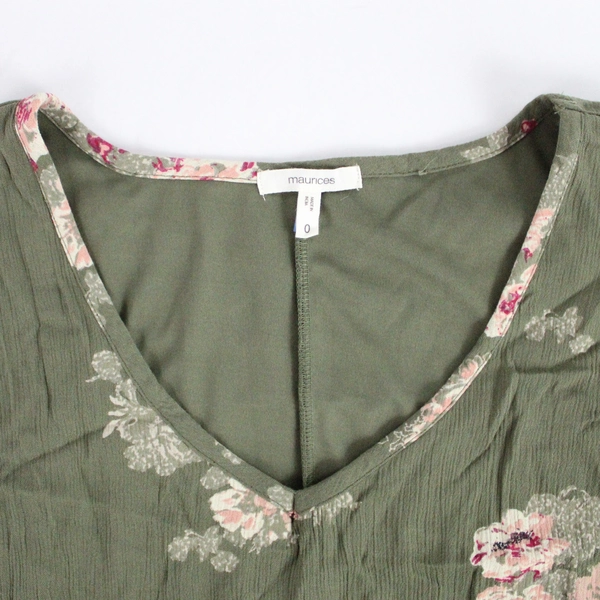 Maurices Women's Green Floral V-Neck Sleeveless Midi Dress Size 0 - Pre-Owned