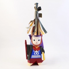 Japanese Hand Carved Wooden Doll With Headdress And Staff 15.5"