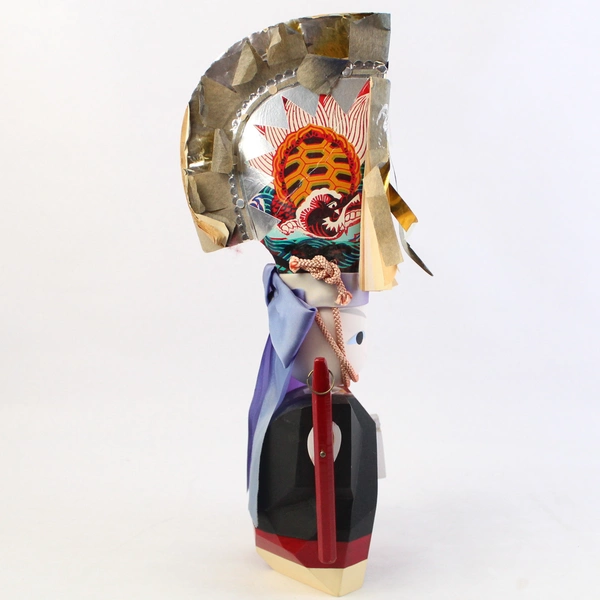 Japanese Hand Carved Wooden Doll With Headdress And Staff 15.5"