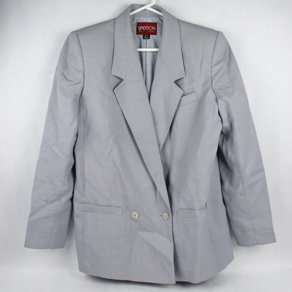 Vintage Sasson Women's Gray Blazer Jacket One Button Size 8/9 - Classic Style