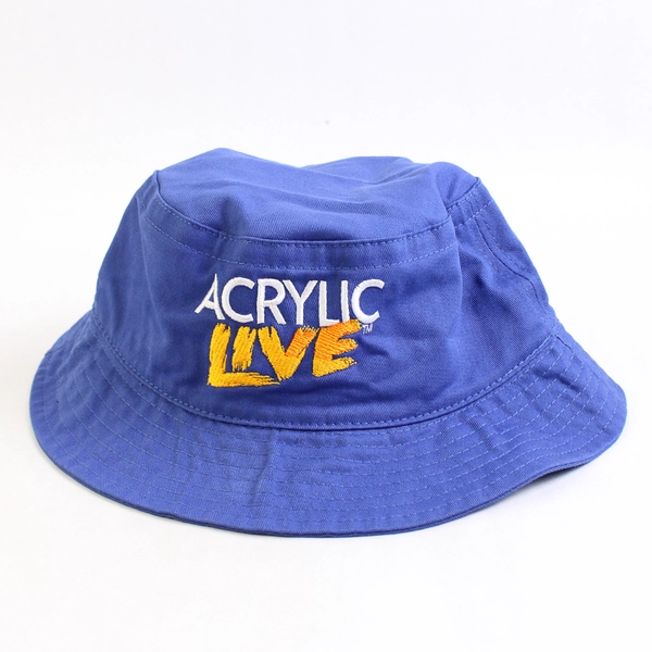 Acrylic Live Bucket Hat Solid Dark Blue 100% Cotton One Size