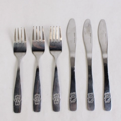 Lot of 6 Children's Utensils Kiddie Kutlery Stainless Fork Knife Bear