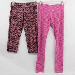 Lot of 2 Girl's Athletic Leggings Pink Patterns Old Navy Size L Vigoss Size 12 