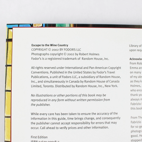 Escape To The Wine Country Coffee Table Photography Book 2002 HC