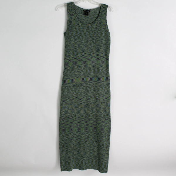 2 PC Bashara Lesser Green and Blue Knit Cardigan and Dress Women's Small