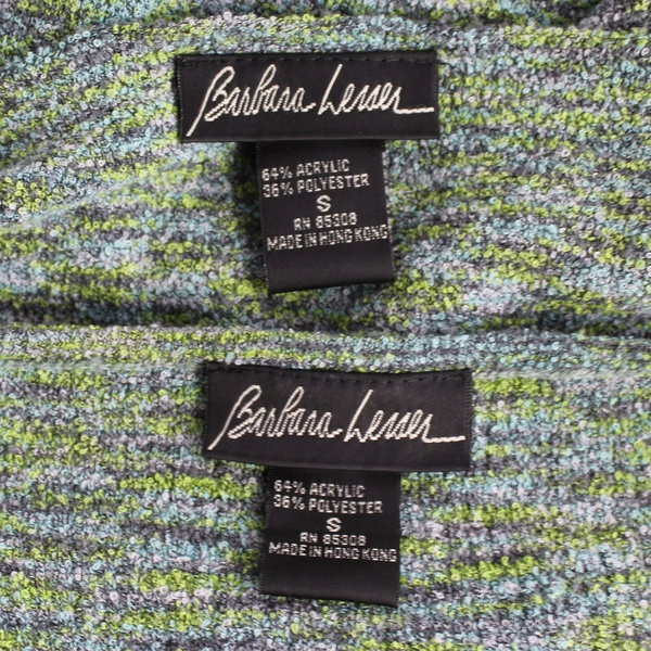 2 PC Bashara Lesser Green and Blue Knit Cardigan and Dress Women's Small
