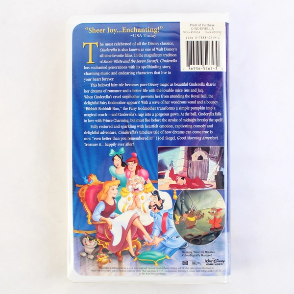 Walt Disney's Masterpiece Collection VHS Tape Cinderella Animated 1950