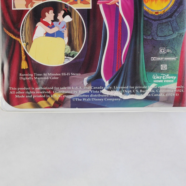 Walt Disney's Masterpiece Collection VHS Tape Snow White And The Seven Dwarfs