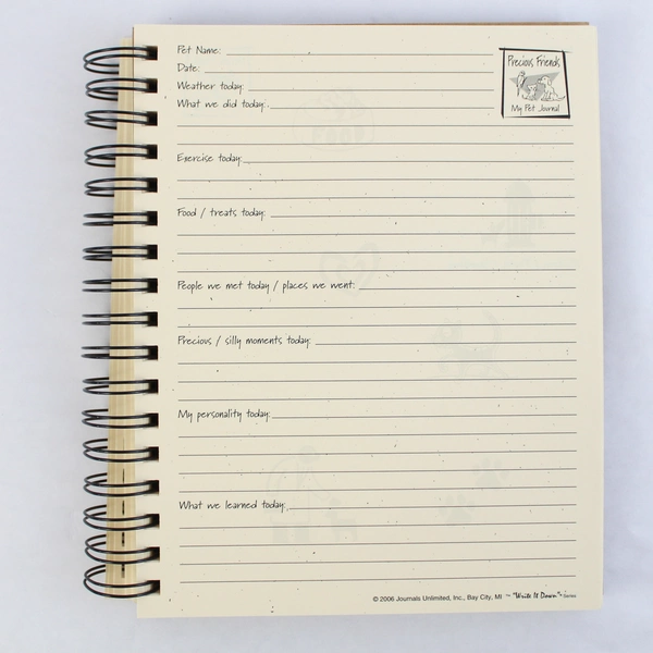 Precious Friend Pet Journal Write It Down! Blank Journal Memory Keepsake