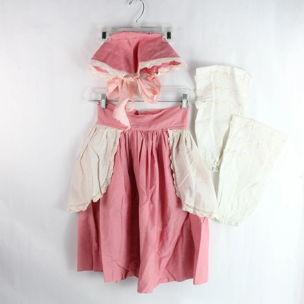 Vintage Children's Pink Dance Costume Set Skirt Bonnet Leg Warmers Sz S