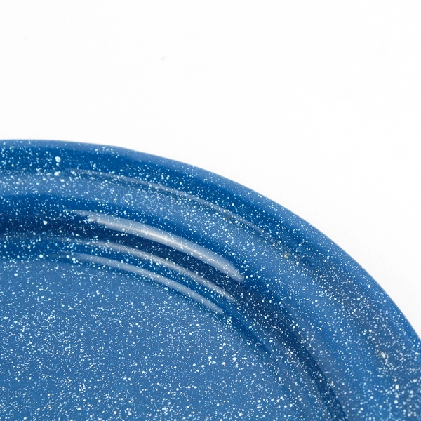 Set of 4 Blue Enamelware Plates With White Speckles Camping Picnics