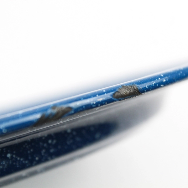 Set of 4 Blue Enamelware Plates With White Speckles Camping Picnics