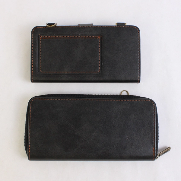 Megshi 2 In 1 Wallet Phone Case for iPhone 15 Black PU Leather NO STRAP