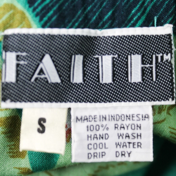 Vintage Faith Green Tropical-Themed Midi Skit Women's Size Small