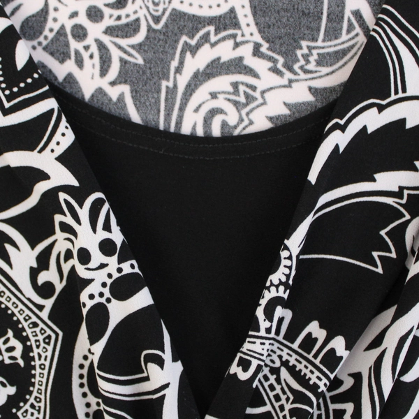 PerSeption Concept Women's Black White Paisley Pattern Blouse Size M
