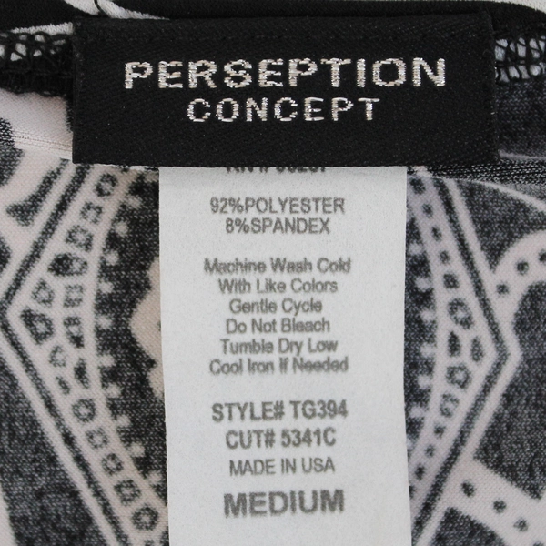 PerSeption Concept Women's Black White Paisley Pattern Blouse Size M