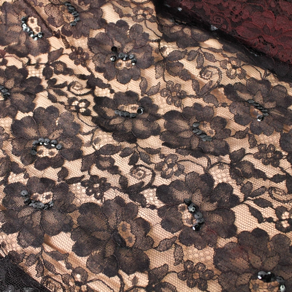 Vintage Accentique Black and Red Lace Dress With Built-in Slip Women's Medium