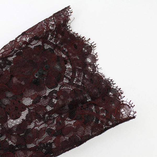 Vintage Accentique Black and Red Lace Dress With Built-in Slip Women's Medium